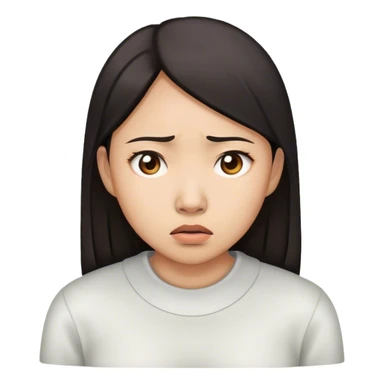 asian woman worried about sticker