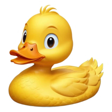 A 3D cartoon duck floating on a calm pond, soft ripples, rounded features, vibrant colors, cute and happy face, Memoji-style lighting. sticker
