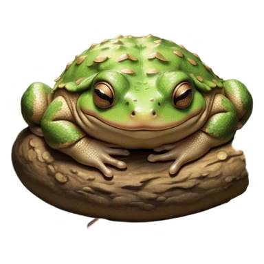 Meme-Worthy Cute Sleeping Toad Portrait Emoji, Head resting peacefully with a contented smile, showcasing a stout, textured body with softly closed eyes in serene, restful slumber, Simplified yet adorably endearing features, highly detailed, glowing with a soft, drowsy woodland light, high shine, relaxed and utterly lovable, stylized with an air of playful laziness, soft glowing outline, capturing the essence of a sleeping toad that feels destined to become the next viral icon of adorable rest! sticker