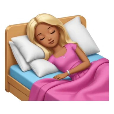 Brown skin blonde hair Barbie sleeping in bed with eyes closed sticker