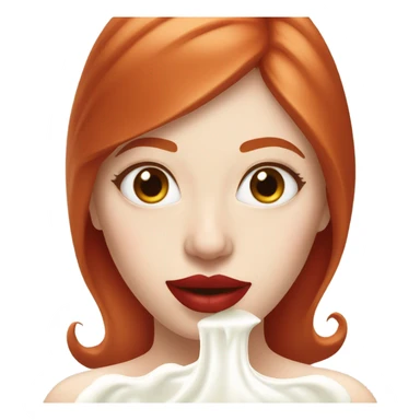 Red hair Lipstick Face covered in milk liquid sticker