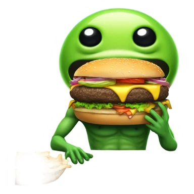 alien eating a buger sticker