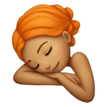 Tan girl with orange hair sleeping on pillow sticker