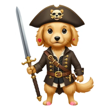 Pirate golden retriever full body  sticker