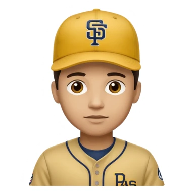 Light skin man  with dark hair short with a brown and yellow  baseball cap and brown and yellow jersey with the padres team colors and logo.  sticker