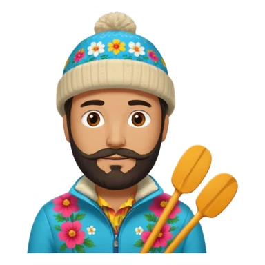 mexican guy with beard, ski hat, flowerd shirt sticker