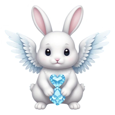 White bunny with wings and with cristals sticker