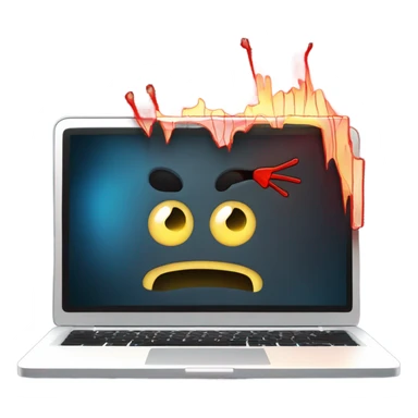 Laptop with a sickness  sticker