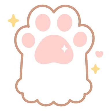 fluffy paw, kawaii style, big pads, sparkles, pink and white sticker