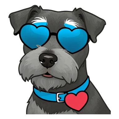 Black miniature schnauzer with heart sunglasses sticker