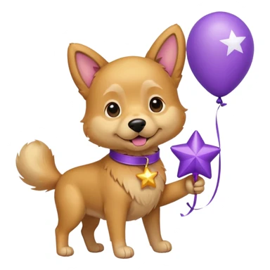 Dog hold purple star shape balloon sticker