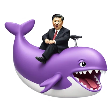 xi jinping riding purple whale with open mouth sticker