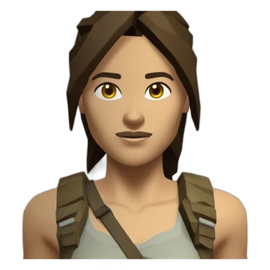 very low poly tomb raider, upper body sticker