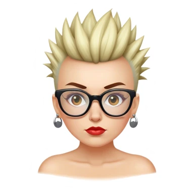 mohawk white woman enormous glasses sticker