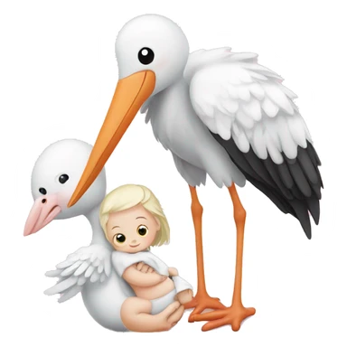 Stork with baby girl  sticker