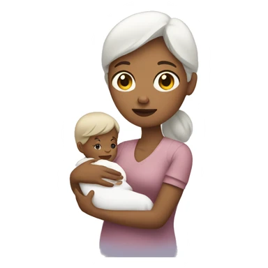 white mom holding little baby sticker