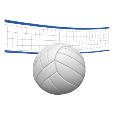 The background shows the stands filled with spectators, creating an energetic atmosphere of a volleyball match, with attention to detail on the equipment and the surrounding environment. A close-up of a volleyball on the court, with the net in focus and the court markings visible.  sticker