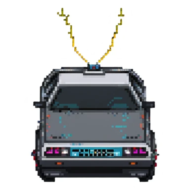 DeLorean car with time circuits sticker