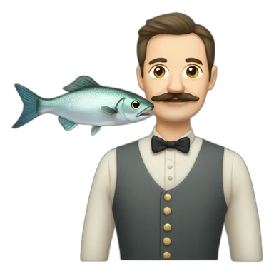russian moustache husband with fish sticker
