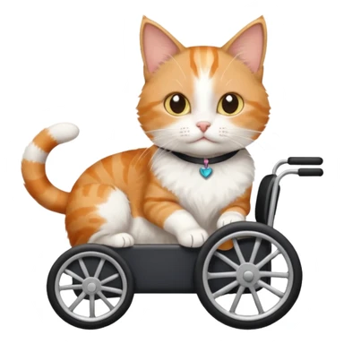 disabled orange tabby and white small cat using cat wheelchair sticker