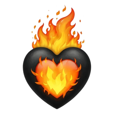 Black Heart and mixed with fire sticker