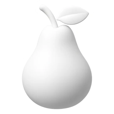 Create a 3D pear emoji in the color #ffffff, matching the style of the reference image, with a transparent background. sticker