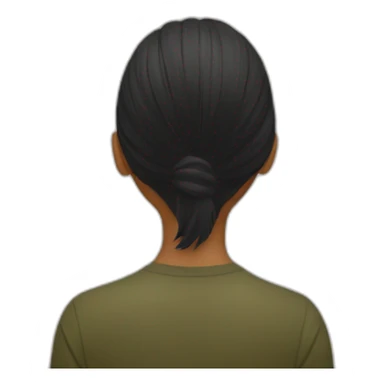 The back of a persons head in front of Mount Rainier sticker