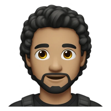 20-year-old man, white skin, black mid-long hair, goatee, black eyes, black t-shirt. sticker