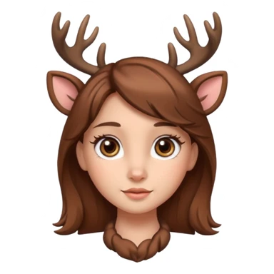 Make a cute girl deer with brown hair and big brown eyes give her cute lashes sticker