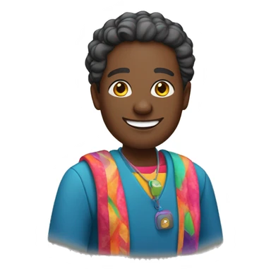 Smiling black middle-aged Bahian teacher with colorful clothes and accessories. sticker