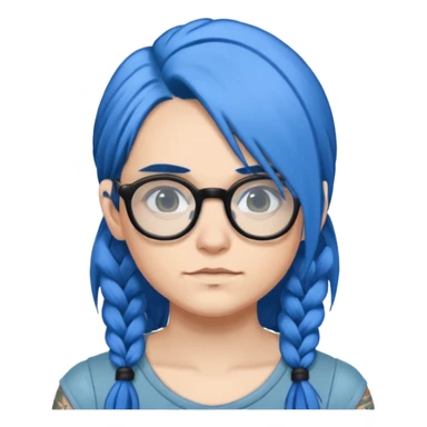 Tattooed & Blue Haired with glasse long hair sticker