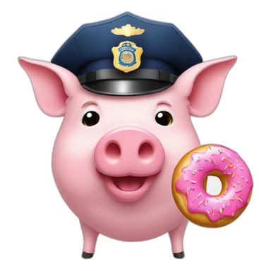 pig-wearing-police-hat-with-p224-and-pink-donut sticker