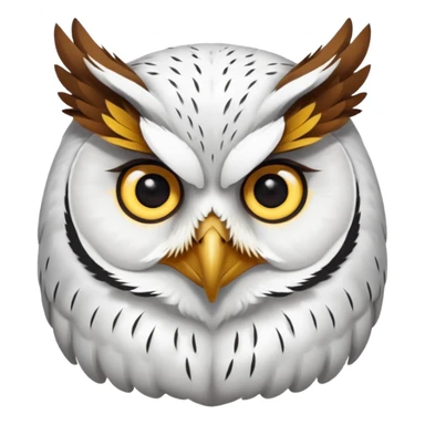 white olw, 45 degree rotate head, questionning sticker