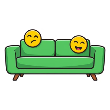 Emoji being bent over a couch sticker