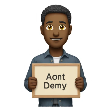 man holding placard sticker