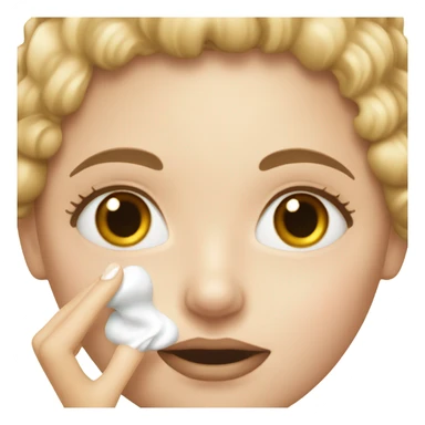 white girl applying cream on face sticker