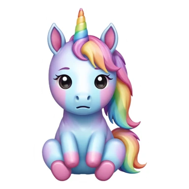 Rainbow pastel sitting crying chibi unicorn  sticker