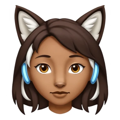 Homme Hybride au cheveux marron foncé avec des oreilles de lynx blanc sticker