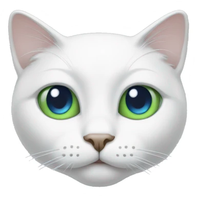 white cat with right eye blue and left eye green. sticker