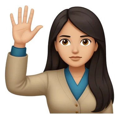 Hispanic woman with long hair, determined, one hand out motioning “no” sticker