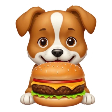 Dog eating a burger sticker