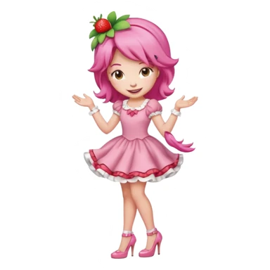 pretty and cute realistic modern day strawberry shortcake full body with high heels emoji sticker
