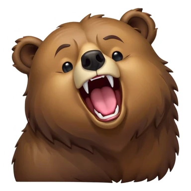 Cinematic Cute Yawning Grizzly Bear Portrait Emoji, Head tilted slightly with a dramatic, wide-open yawn, showcasing a thick, rugged deep brown fur with drooping ears, round eyes barely open in drowsy contentment, Simplified yet irresistibly adorable features, highly detailed, glowing with a soft, cozy glow, high shine, relaxed yet expressive, stylized with a touch of wild whimsy, bright and endearing, soft glowing outline, capturing the essence of a sleepy yet affectionate grizzly, so drowsy it feels like it could stretch out of the screen and curl up for a nap! sticker
