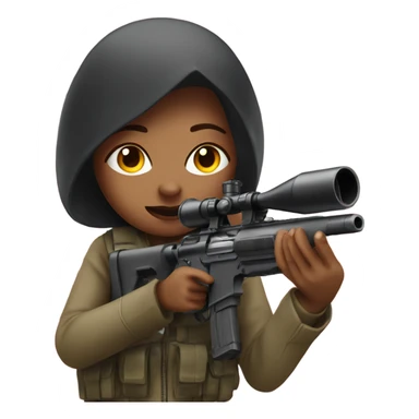 A female cute sniper shoots and a heart goes out on the trigger sticker