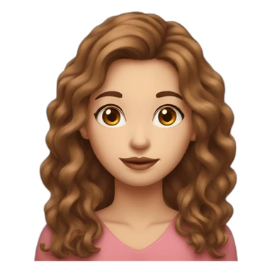 long wavy brown hair girl with thin face and makeup from head to chest sticker