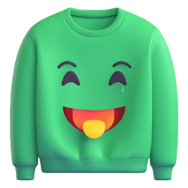 Change the jumper to green, keep 3D emoji style, with no background sticker
