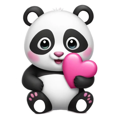 pink panda hold heart sticker