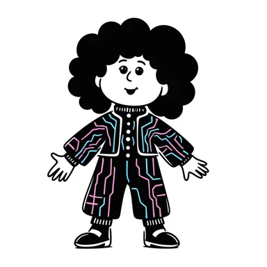 Cabbage Patch Kid as Tron character in 80's retro anime style with neon colors sticker