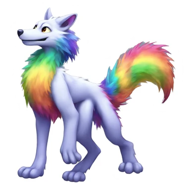 Furry, sparkle, rainbow, animal, anthro, full body, fursona, sergal sticker