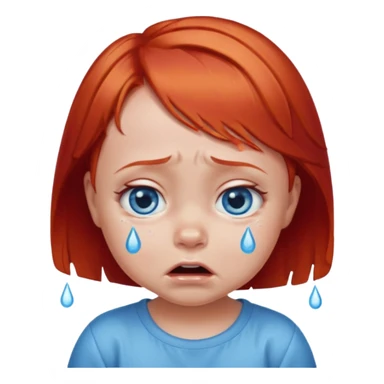 red hair baby girl big eyes short hair crying sticker
